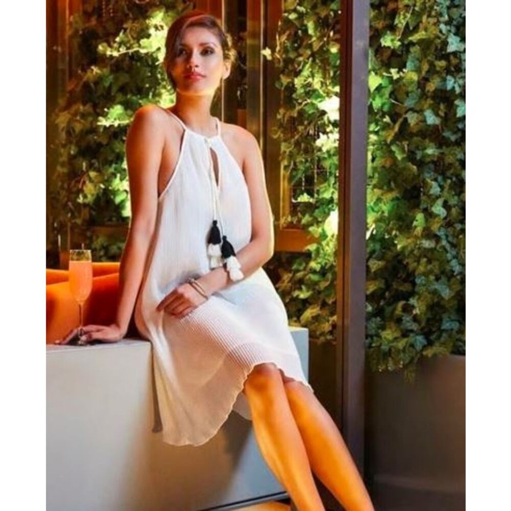 Amita Naithani Women's Sail Away White Pleated Dress White Sz S NWT